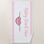 Restende strand Lips White en Roze band handdoek (Voorkant)