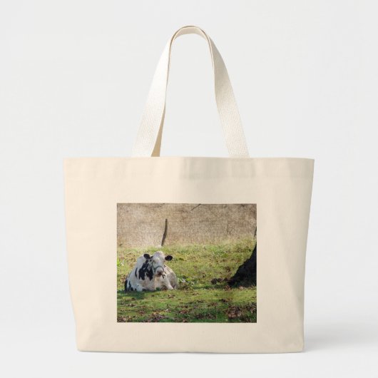 Restende zuivelKoe Grote Tote Bag (Voorkant)