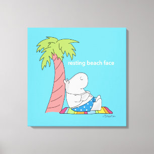 RESTERENDE BEACH FACE Belly Button Hippo Boynton Canvas Afdruk