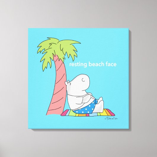 RESTERENDE BEACH FACE Belly Button Hippo Boynton Canvas Afdruk (Voorkant)