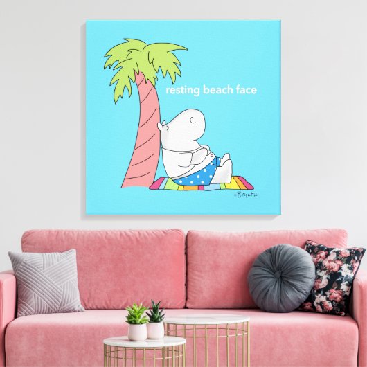 RESTERENDE BEACH FACE Belly Button Hippo Boynton Canvas Afdruk (Insitu (Woonkamer))