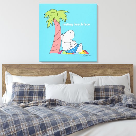 RESTERENDE BEACH FACE Belly Button Hippo Boynton Canvas Afdruk (Insitu (Slaapkamer))