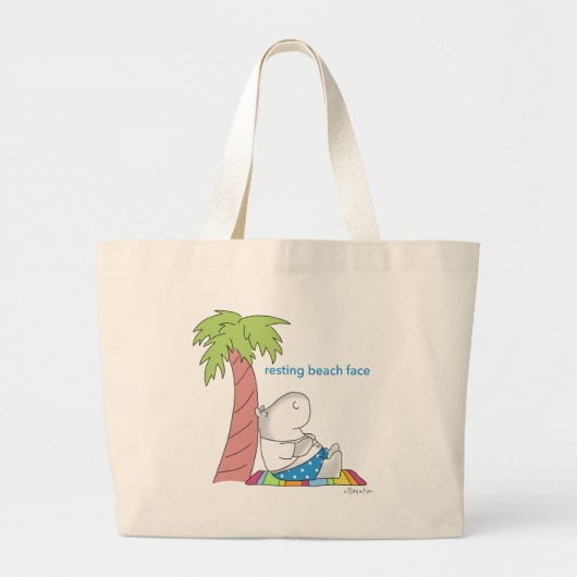 RESTERENDE BEACH FACE Belly Button Hippo Boynton Grote Tote Bag (Voorkant)
