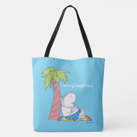 RESTERENDE BEACH FACE Belly Button Hippo Boynton Tote Bag (Achterkant)