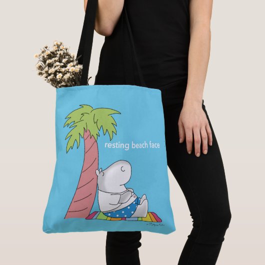 RESTERENDE BEACH FACE Belly Button Hippo Boynton Tote Bag (Dichtbij)