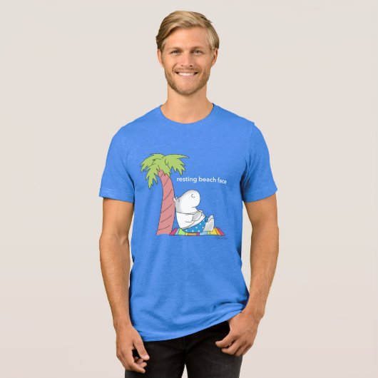 RESTERENDE BEACH FACE belly button hippo Boynton Tri-Blend Shirt (Voorkant volledig)