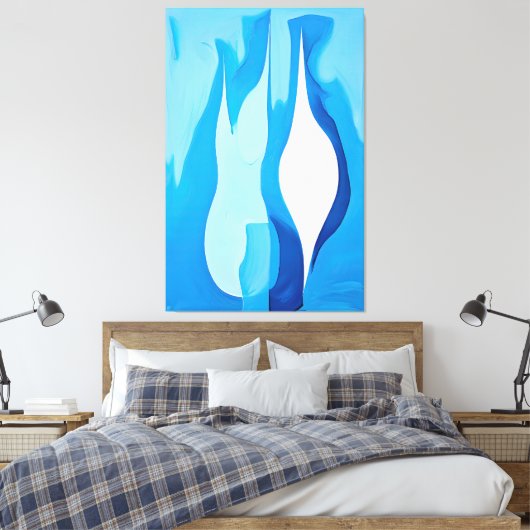 Restful Cobalt Echo Abstract Canvas Afdruk (Insitu (Slaapkamer))