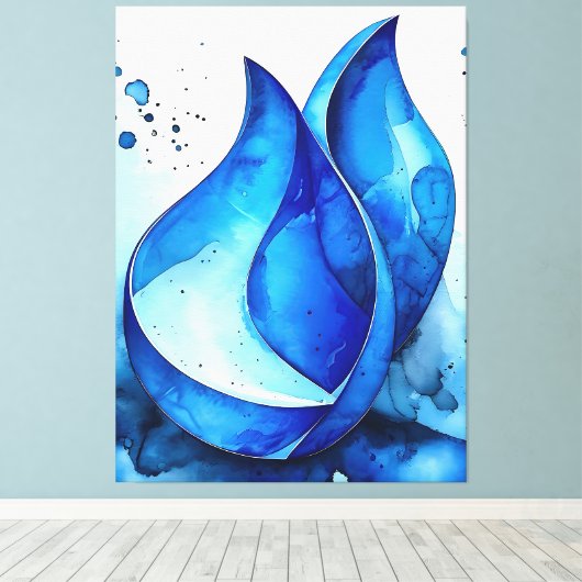 Restful Indigo Curves Canvas Afdruk (Insitu (Houten vloer))