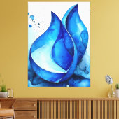 Restful Indigo Curves Canvas Afdruk (Insitu (Woonkamer))