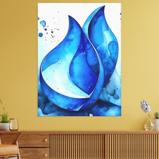 Restful Indigo Curves Canvas Afdruk (Insitu (Woonkamer))