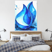 Restful Indigo Curves Canvas Afdruk (Insitu (Slaapkamer))