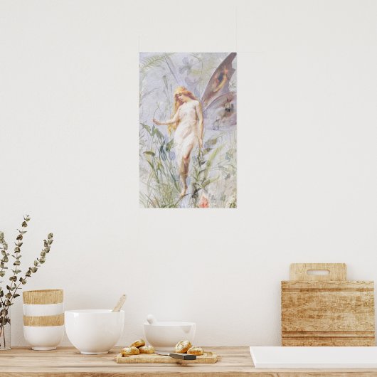 Resting - Angel met Lillies Poster (Keuken)