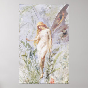 Resting - Angel met Lillies Poster