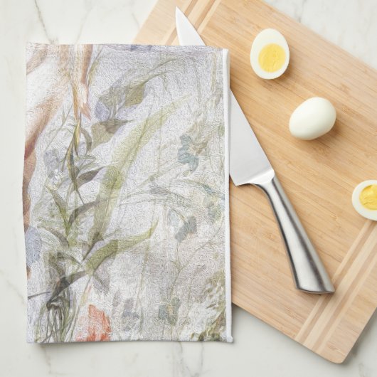 Resting - Angel met Lillies Theedoek (Quarter Fold)