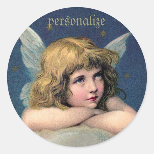  Resting Angel Round Stickers voor Personaliz (Voorkant)