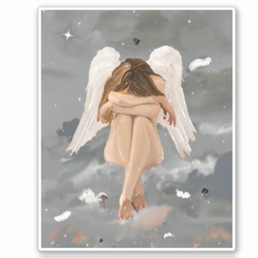 Resting Angel Vinyl Sticker (Voorkant)