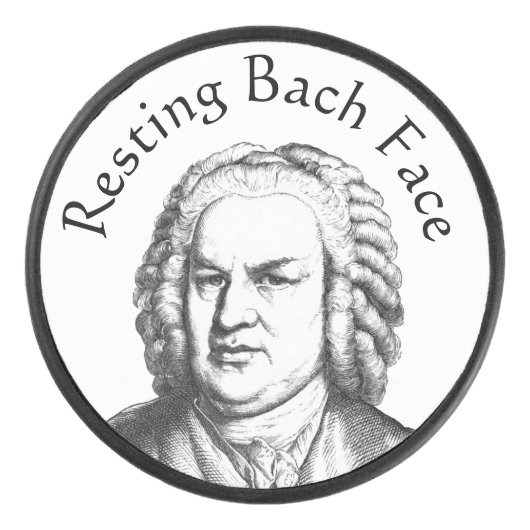 Resting Bach Face Classical Music Composer Hockey Puck (Voorkant)