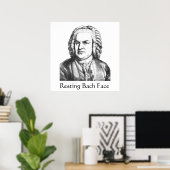 Resting Bach Face Classical Music Composer Poster (Thuiskantoor)