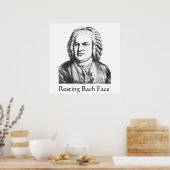Resting Bach Face Classical Music Composer Poster (Keuken)