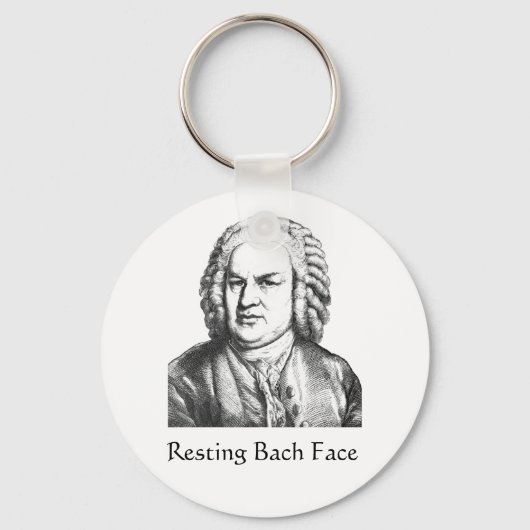 Resting Bach Face Classical Music Composer Sleutelhanger (Voorkant)