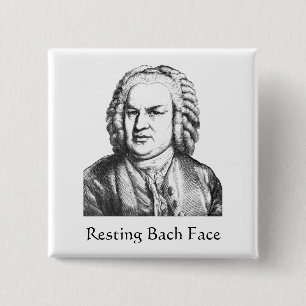 Resting Bach Face Classical Music Composer Vierkante Button 5,1 Cm