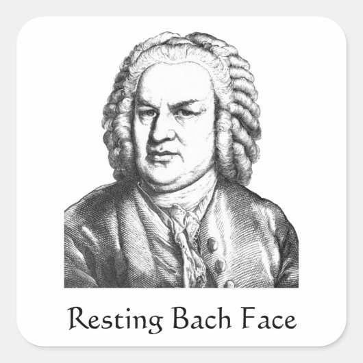 Resting Bach Face Classical Music Composer Vierkante Sticker (Voorkant)