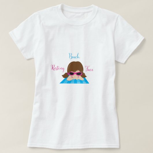 Resting Beach Face Girl op Beachtowel T-shirt (Design voorkant)