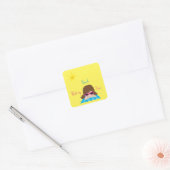 Resting Beach Face Girl Sunglazen Sunshine Vierkante Sticker (Envelop)
