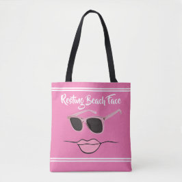 Resting Beach Face Hot Pink Tote Bag