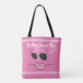 Resting Beach Face Hot Pink Tote Bag (Achterkant)