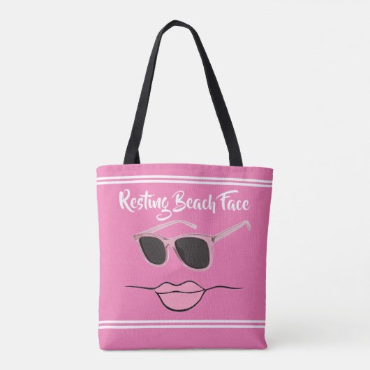 Resting Beach Face Hot Pink Tote Bag (Achterkant)
