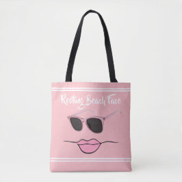 Resting Beach Face Pink Tote Bag