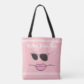 Resting Beach Face Pink Tote Bag (Achterkant)