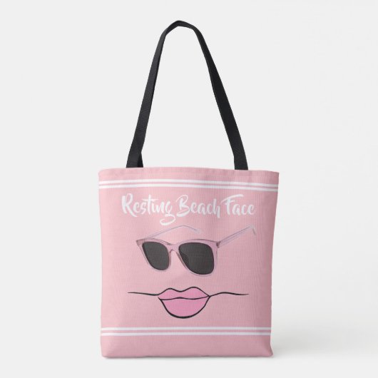 Resting Beach Face Pink Tote Bag (Achterkant)