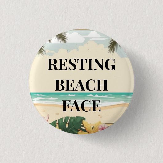 resting beach face ronde button 3,2 cm (Voorkant)