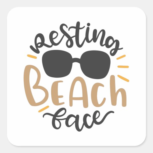 Resting Beach face Vierkante Sticker (Voorkant)