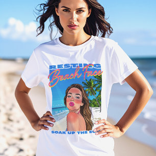 Resting Beach Gezicht Poster Meisje Vrouwen T-shirt