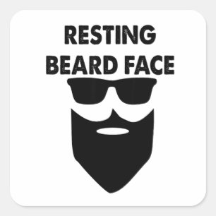 Resting Beard Face Funny Beard Vierkante Sticker