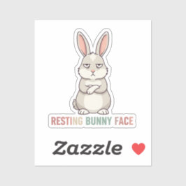 Resting Bunny Face Funny Grumpy Rabbit Sarcastic  Sticker