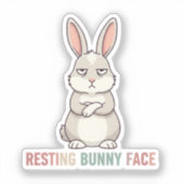Resting Bunny Face Funny Grumpy Rabbit Sarcastic  Sticker (Voorkant)