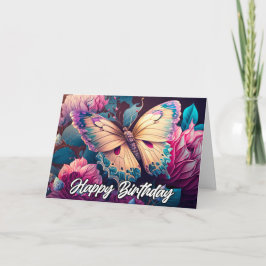 Resting Butterfly Design Happy Birthday Kaart