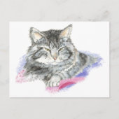 Resting Cat - Collectie voor de waterverf van dier Briefkaart (Voorkant)