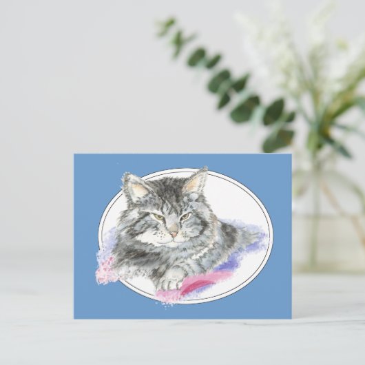 Resting Cat - Collectie voor de waterverf van huis Briefkaart (Staand voorkant)