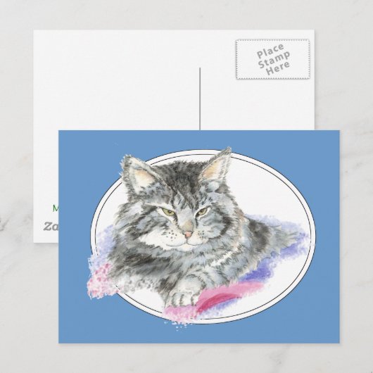 Resting Cat - Collectie voor de waterverf van huis Briefkaart (Voorkant / Achterkant)