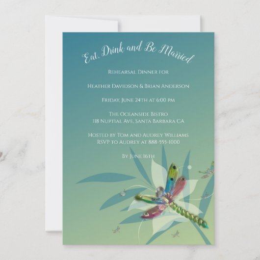 Resting Dragonfly repesal Dinner Invitation Kaart (Voorkant)
