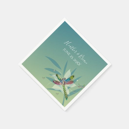 Resting Dragonfly Wedding Paper Napkins Servet (Hoek)
