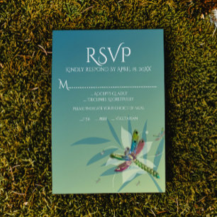 Resting Dragonfly Wedding RSVP Kaart