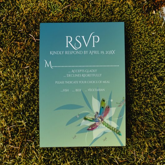 Resting Dragonfly Wedding RSVP Kaart