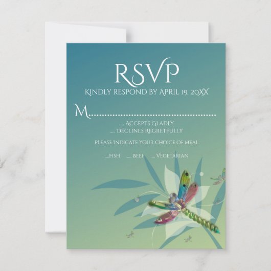 Resting Dragonfly Wedding RSVP Kaart (Voorkant)