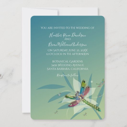 Resting Dragonfly Wedding Uitnodiging (Voorkant)